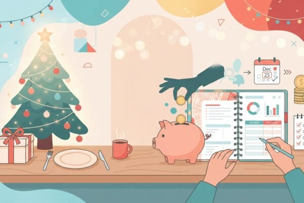illustration showing how to budget for the holidays without overspending