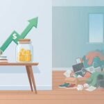 illustration showing how minimalism and owning less leads to saving more money