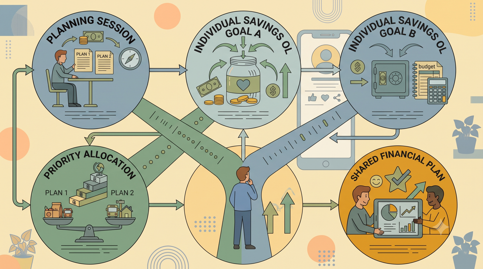 illustration representing how to stop comparing finances and focus on personal progress