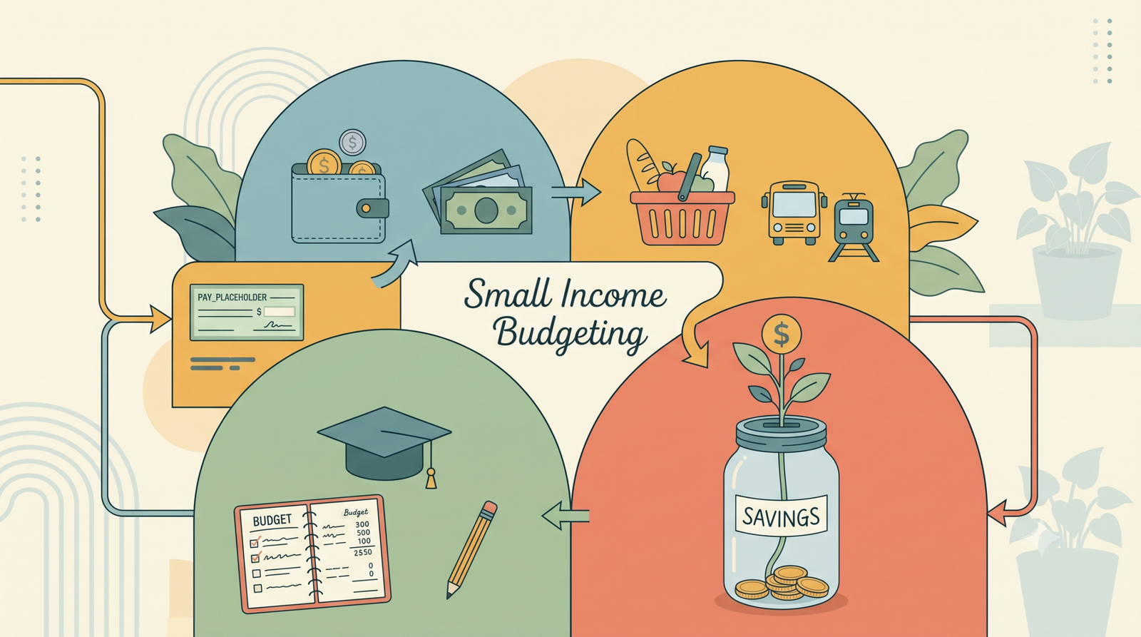 illustration showing how to budget on a small or part-time income