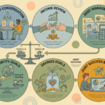 illustration showing partners discussing money and household finances together