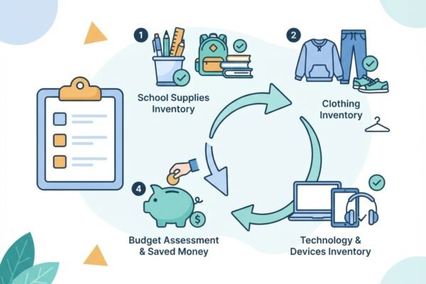 illustration showing how to budget for back-to-school shopping