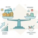 illustration showing how to live below your means with intentional spending
