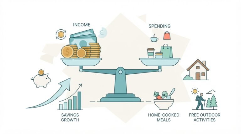 illustration showing how to live below your means with intentional spending