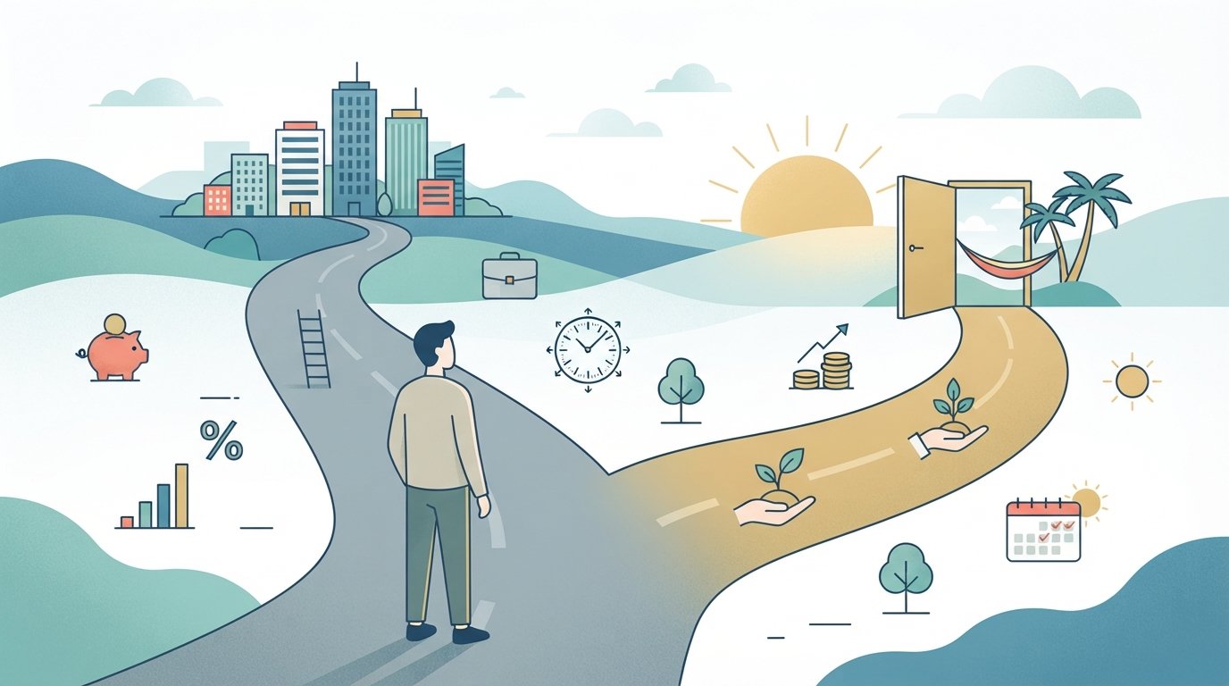 illustration showing the path to financial independence and the FIRE movement